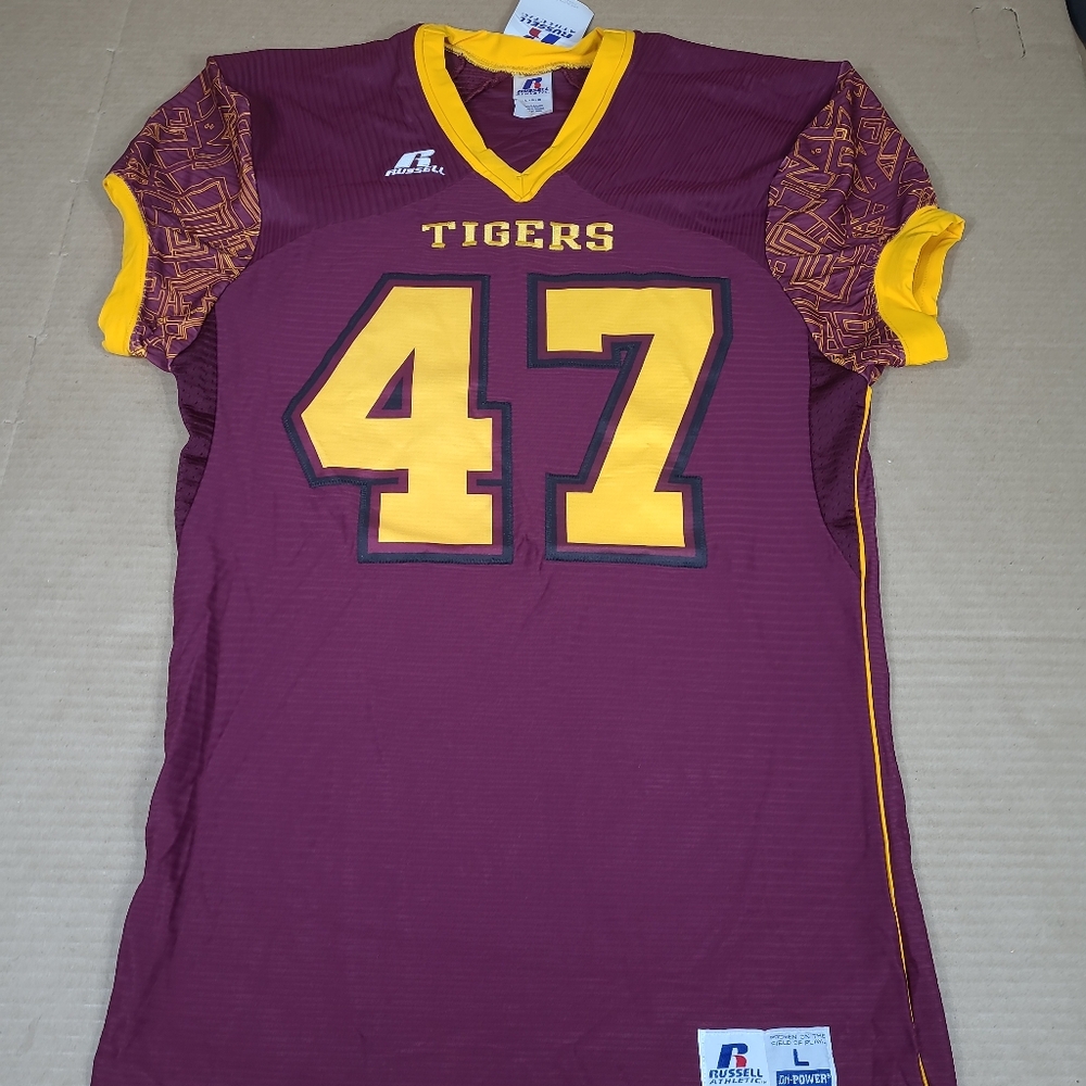 Russell Athletic Maroon Gold Yellow Sample Tigers Football Jersey L Player Issue